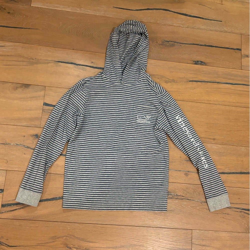 Vineyard Vines Navy and Gray Striped Shirt